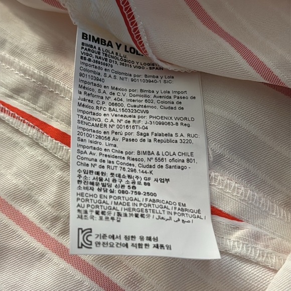 Bimba Y Lola Red White Striped Midi Dress size M‎ Linen 4th of July Patriotic - Picture 7 of 9